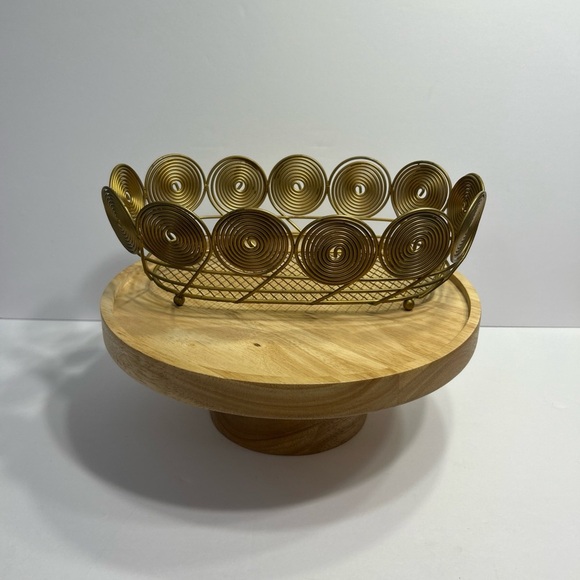 Vintage Brass Wire Coiled Metal Wicker Style Decorative Basket 12.25"x4” - Picture 6 of 6